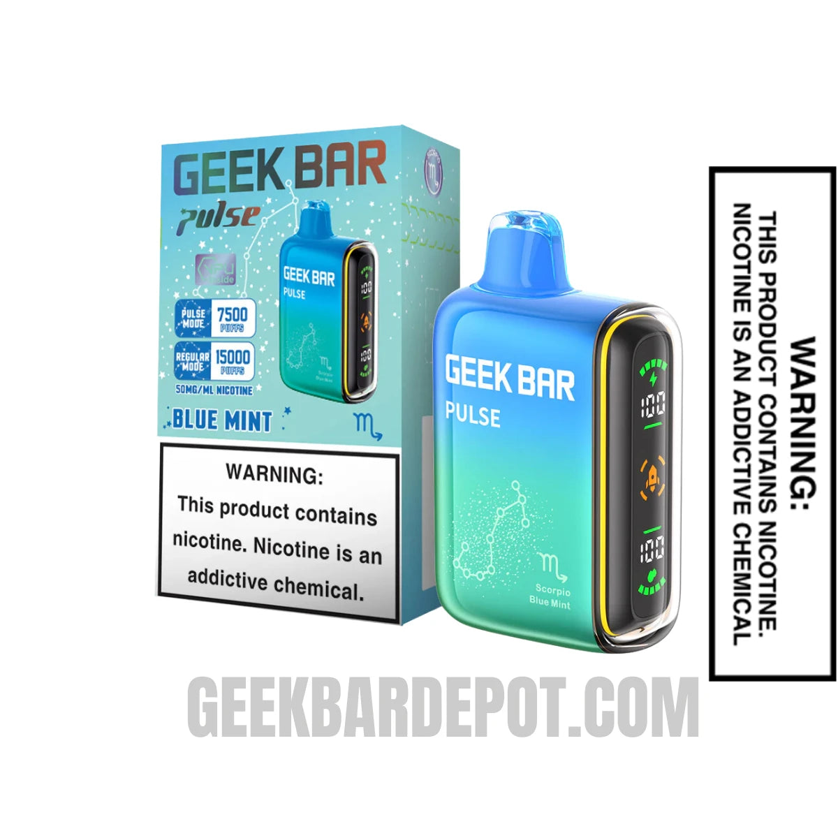 Scorpio Blue Mint Geek Bar Pulse Vape With Package Box