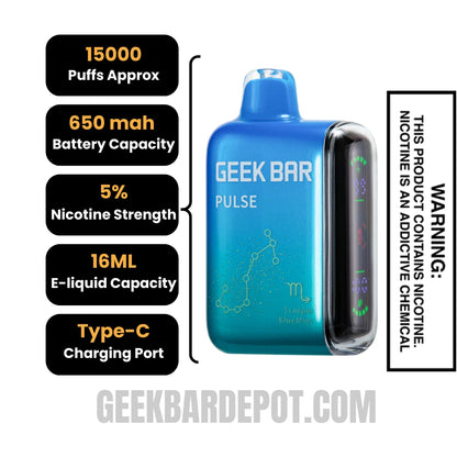 Scorpio Blue Mint Geek Bar Pulse Vape | Geek Bar Depot Scorpio Blue Mint Geek Bar Pulse Vape | Geek Bar Depot
