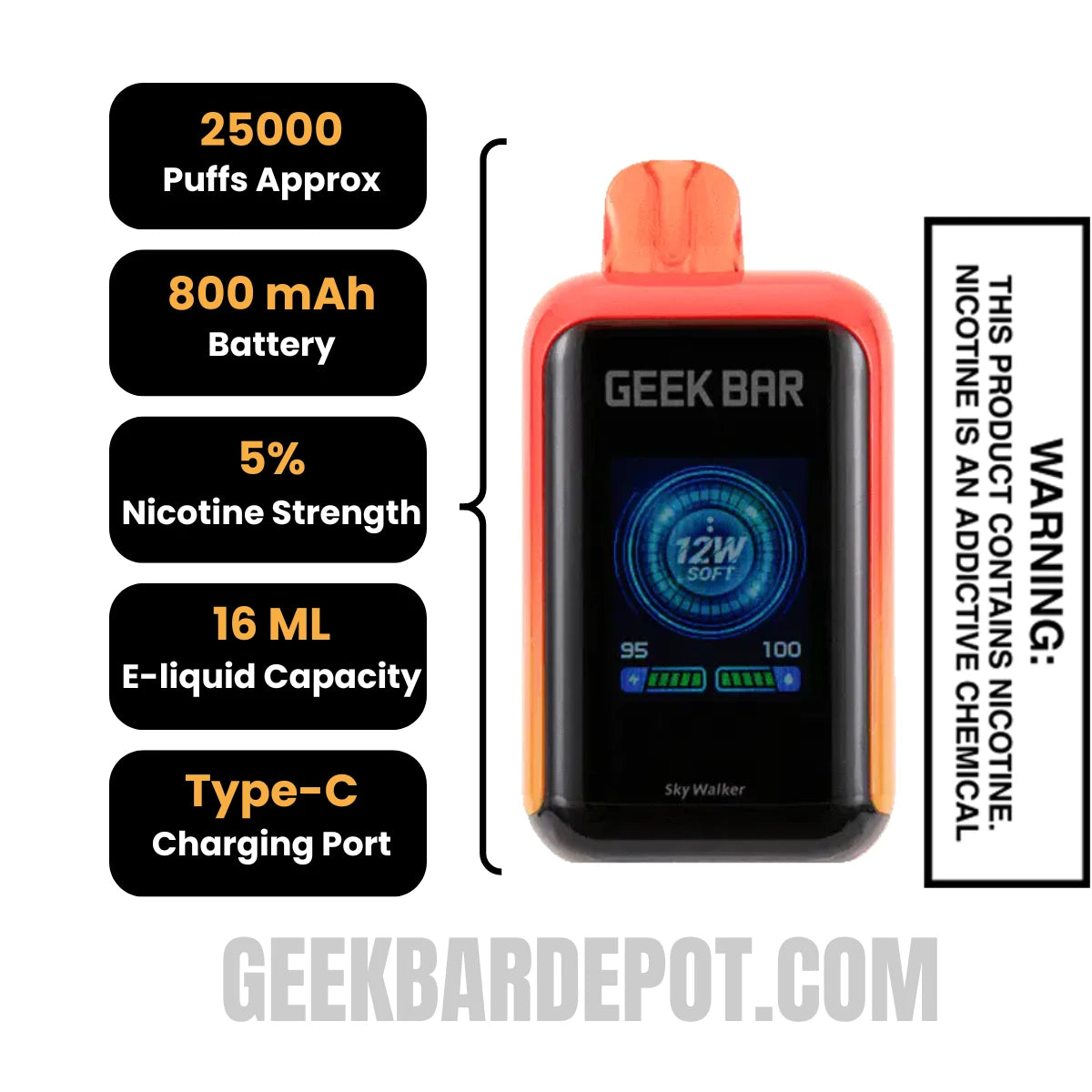 Sky Walker Geek Bar Skyview Disposable Vape Specifications
