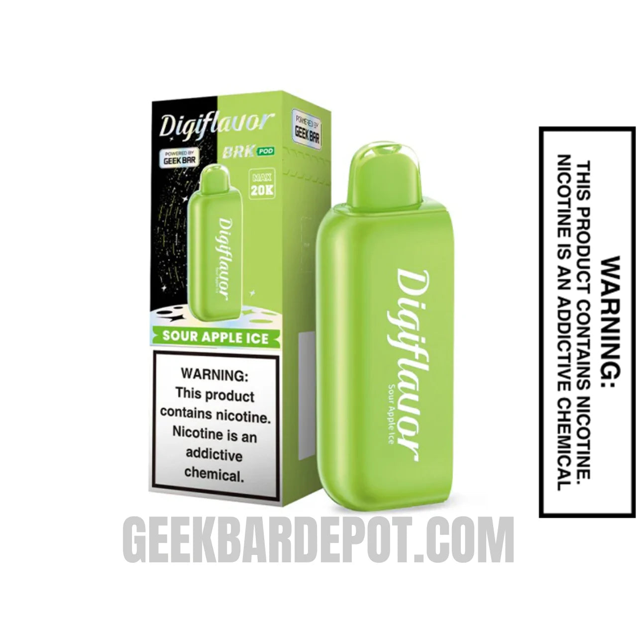 SourAppleIceDigiflavorBRK20KPODDisposableVapewithpackagebox