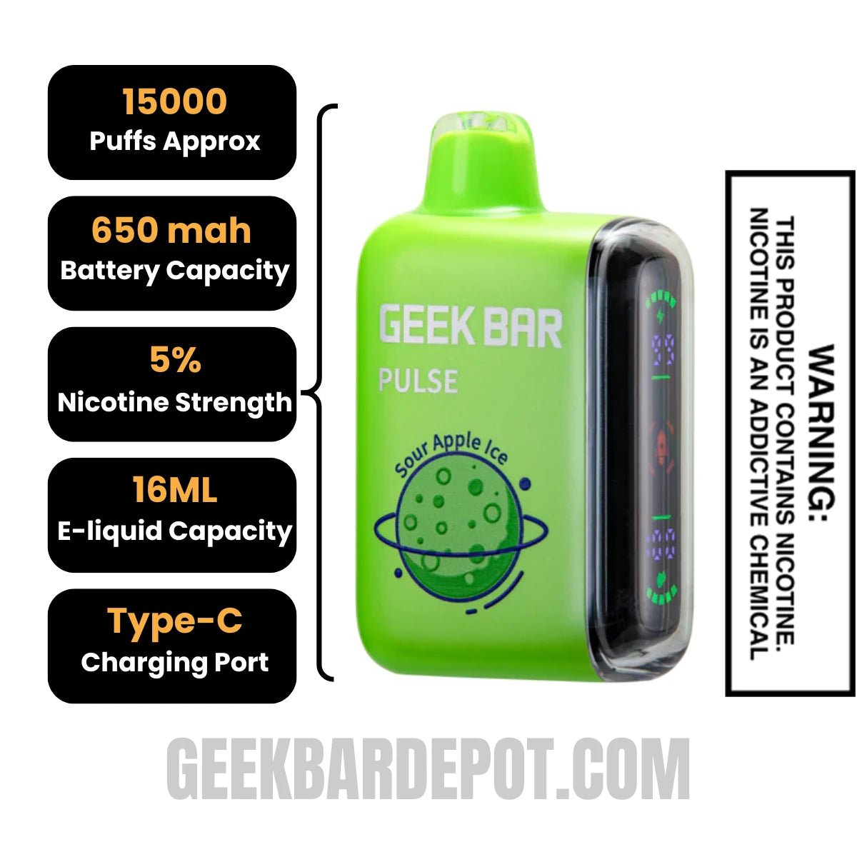 SourAppleIceGeekBarPulseDisposableVapeSpecification