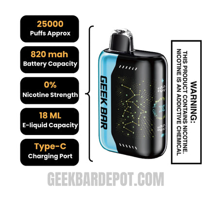 Sour Fucking Fab Geek Bar Pulse X Zero Nicotine Disposable Vape Specifications