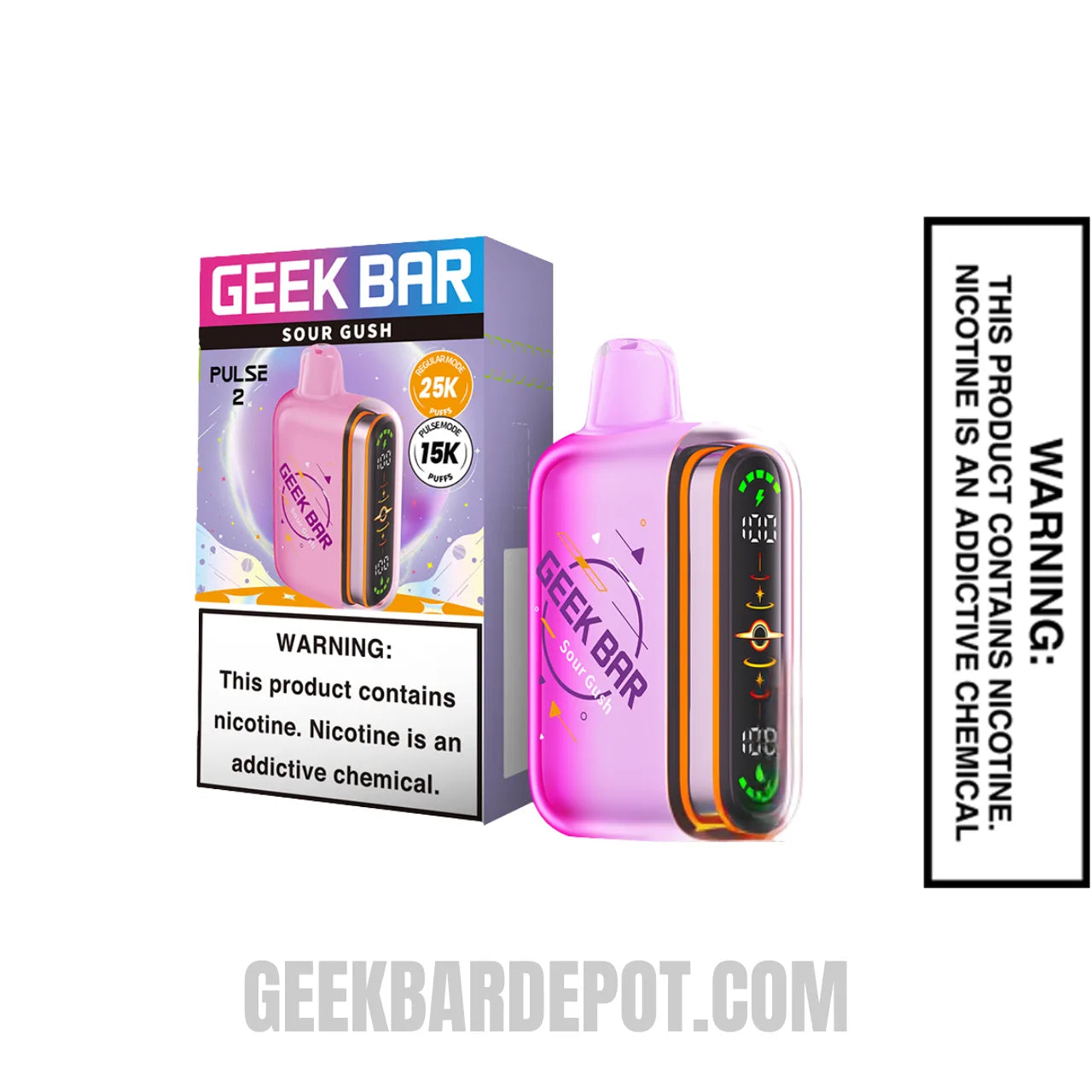 Sour Gush Geek Bar Pulse 2 Disposable Vape with package box