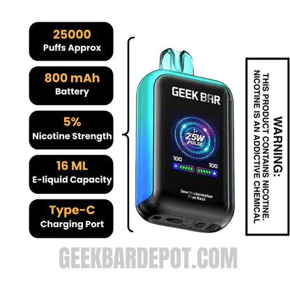 Sour Watermelon Blue Razz Geek Bar Skyview Disposable Vape