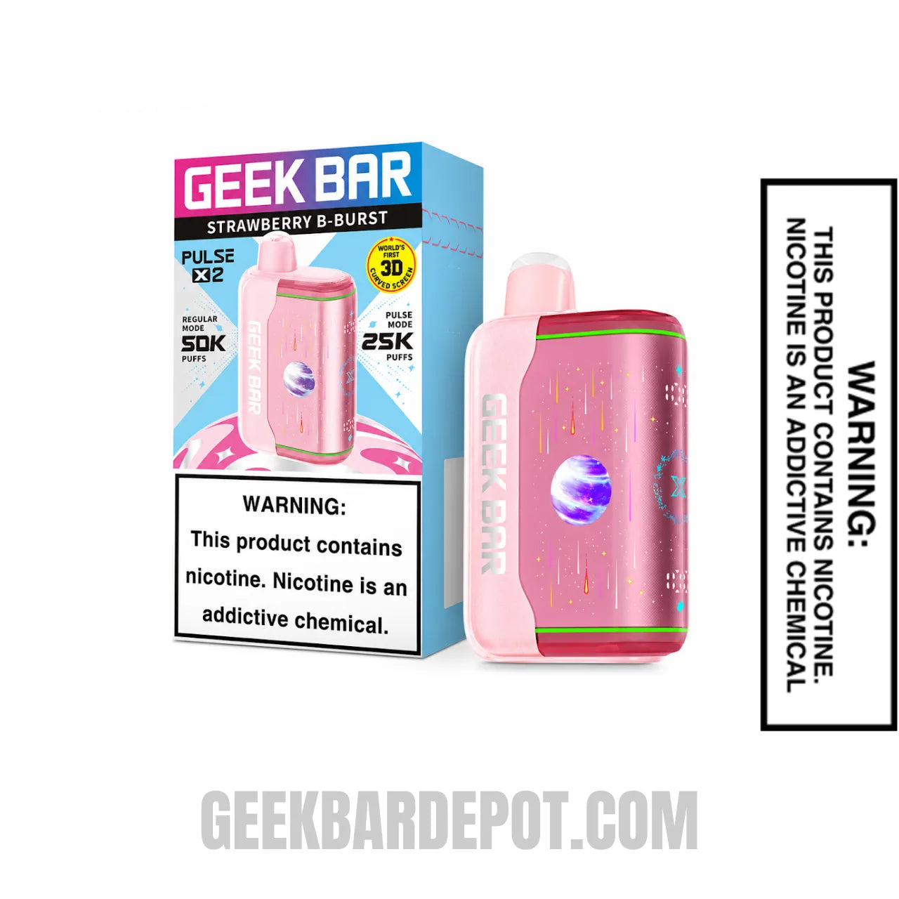 Strawberry B-Burst Geek Bar Pulse X2 Disposable Vape with Package Box