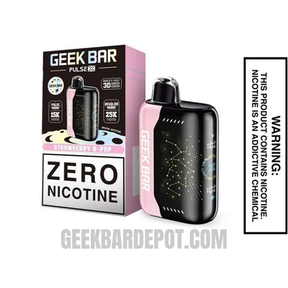 Strawberry B-Pop Geek Bar Pulse X Zero Nicotine Disposable Vape With Package Box