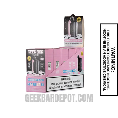 Strawberry B-Pop Geek Bar Pulse X Zero Nicotine Disposable Vape with Bundle Pack