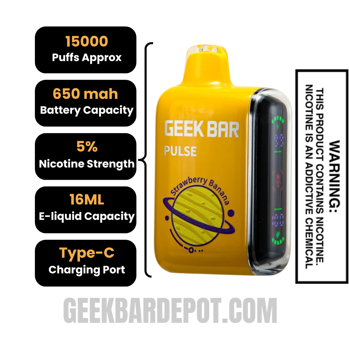 Strawberry Banana Geek Bar Pulse Disposable Vape Specification