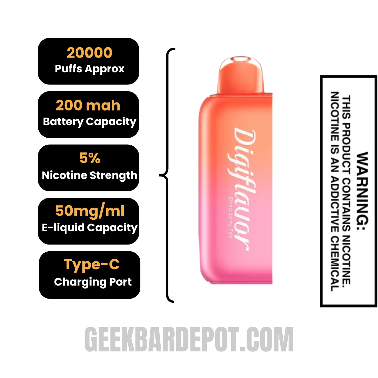 StrawberryFabDigiflavorBRK20KDisposablePodspecifications