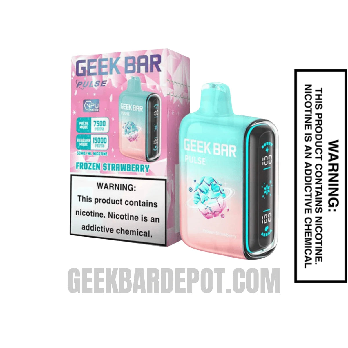Strawberry Geek Bar Pulse Frozen Edition Vape With Package Box
