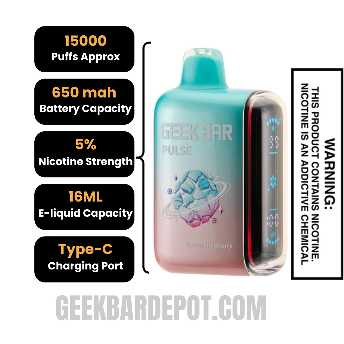 Strawberry Kiwi Ice Geek Bar Pulse Vape Specification