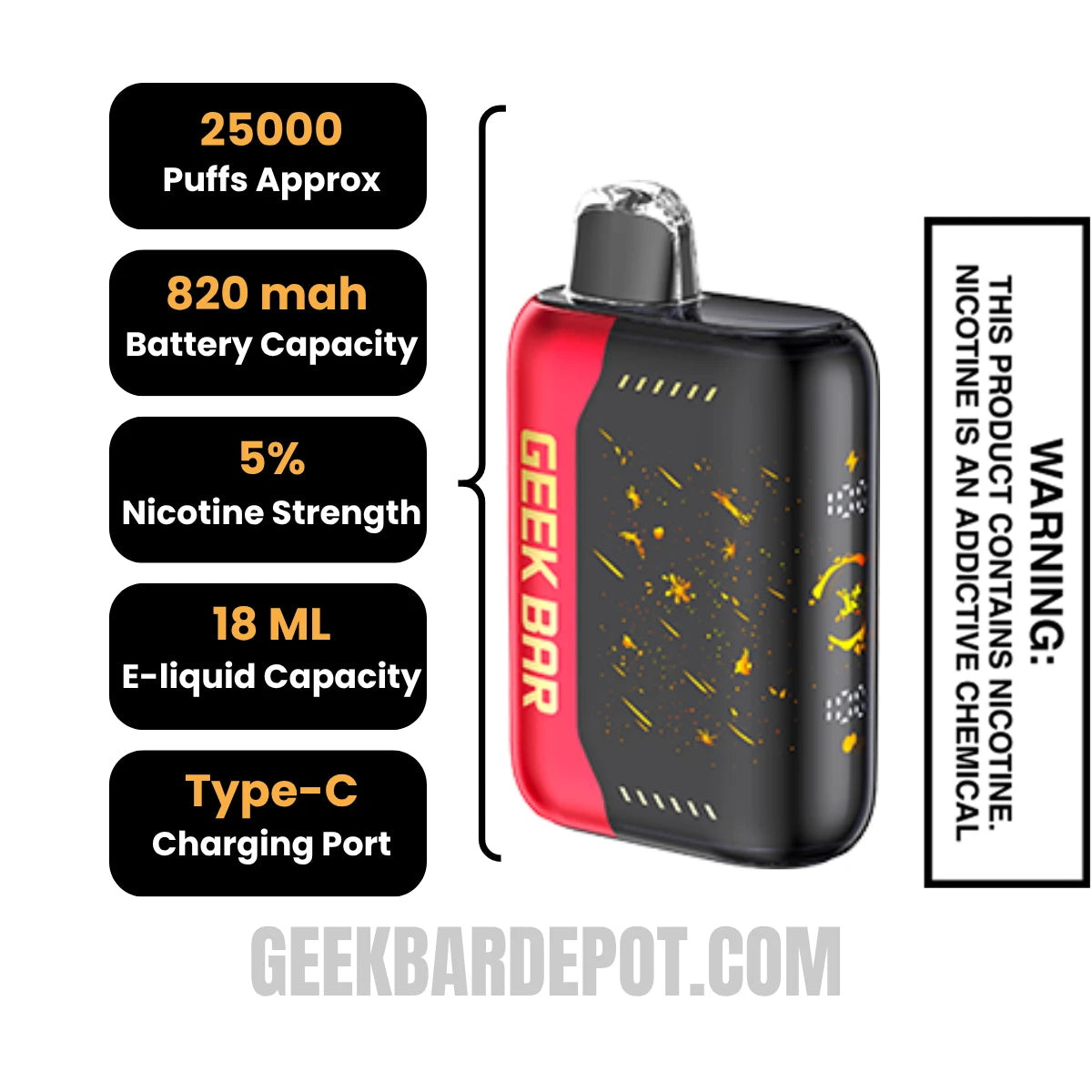 Strawberry Jam Geek Bar Pulse X Jam Edition Vape Specifications