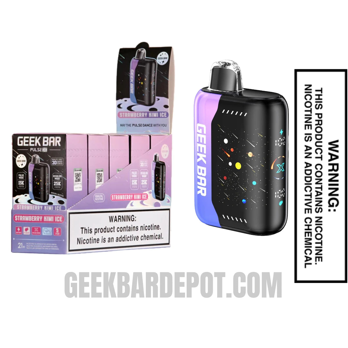Strawberry Kiwi Ice Geek Bar Pulse X Disposable Vape With Bundle Pack