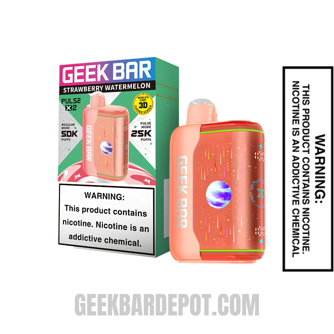Strawberry Watermelon Geek Bar Pulse X2 Disposable Vape with Package Box