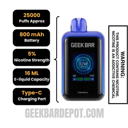 Triple Berry Geek Bar Skyview Disposable Vape Specifications