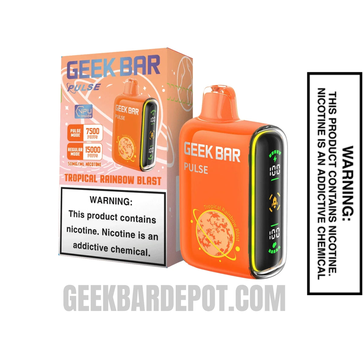 Tropical Rainbow Blast Geek Bar Pulse Disposable Vape With Package Box