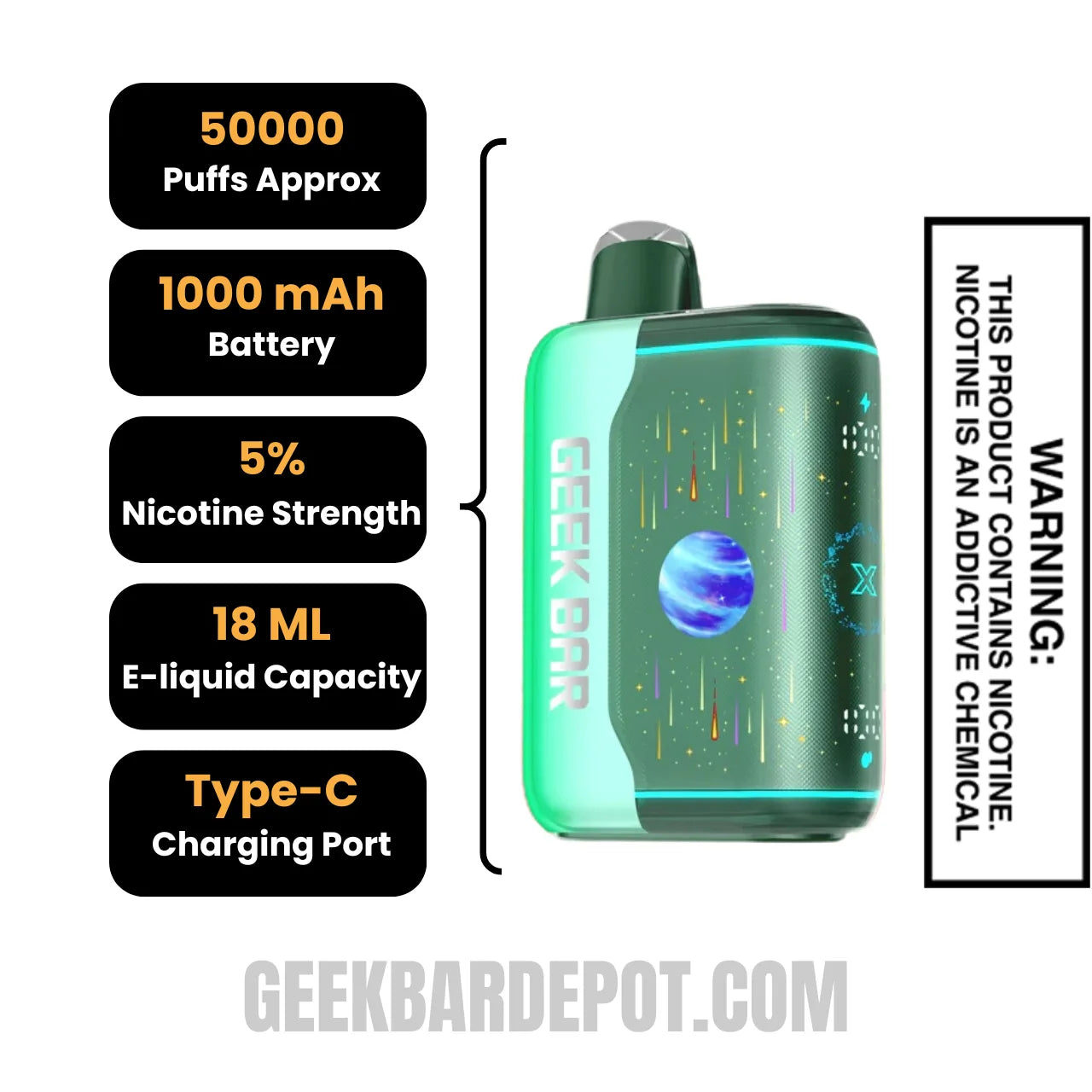 Watermelon Bull Geek Bar Pulse X2 Disposable Vape Specifications