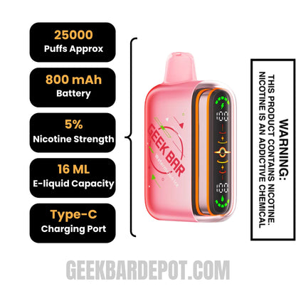 Watermelon Ice Geek Bar Pulse 2 Disposable Vape Specifications
