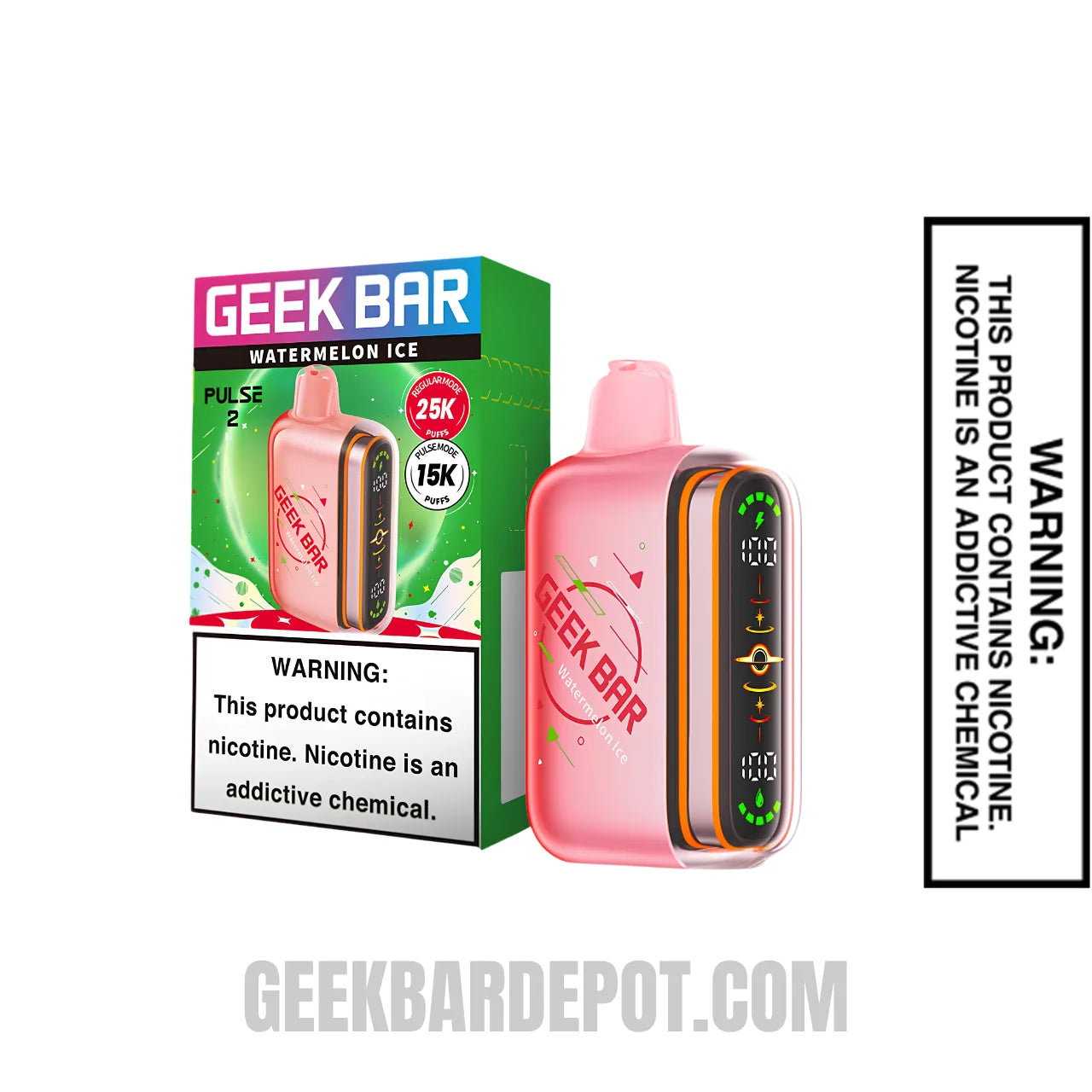 Watermelon Ice Geek Bar Pulse 2 Disposable Vape with package box
