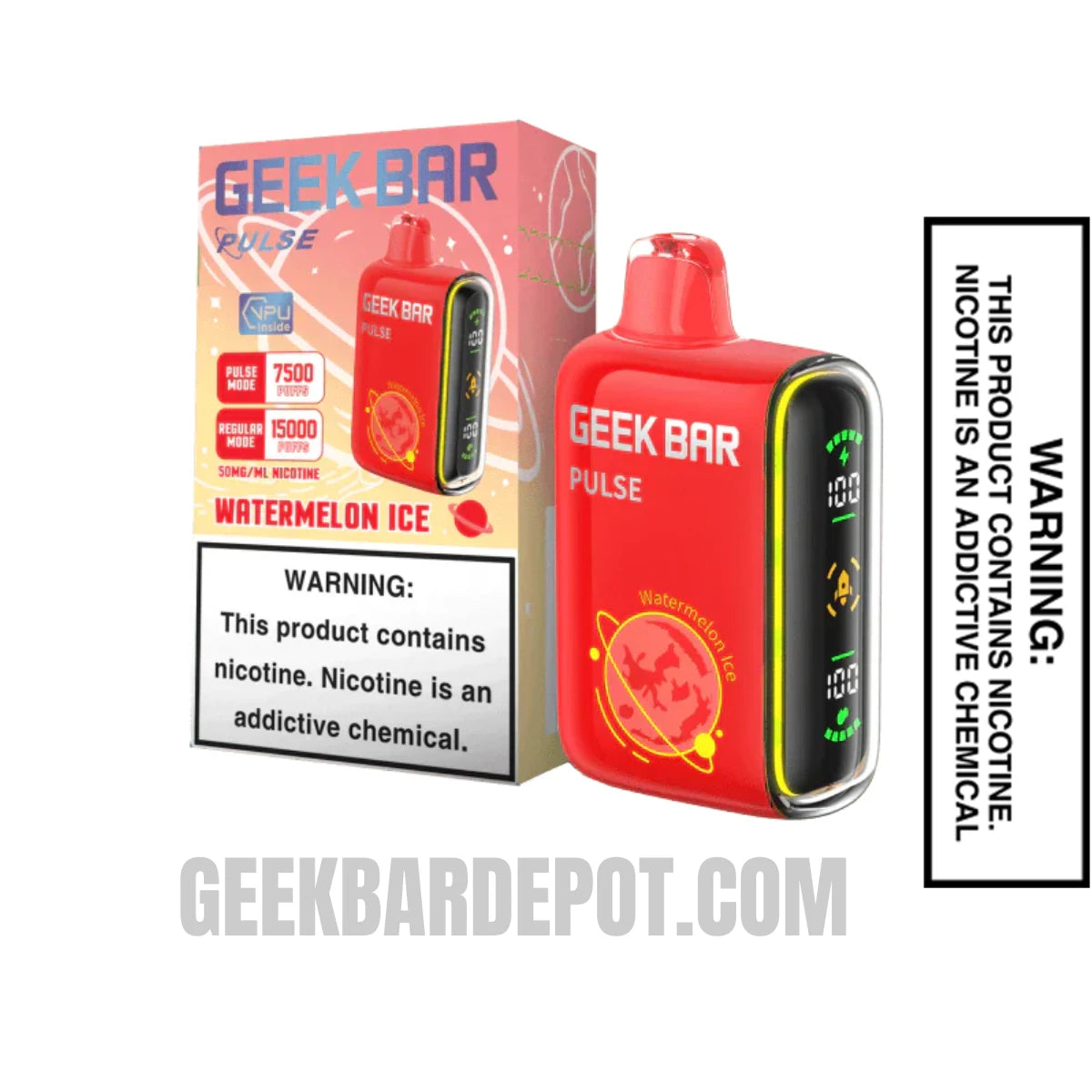 Watermelon Ice Geek Bar Pulse Disposable Vape with a Package Box